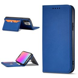 Magnetinės kortelės dėklas iPhone 14 Plus dėklo dangtelis su atvartu, mėlynos spalvos piniginės stovu