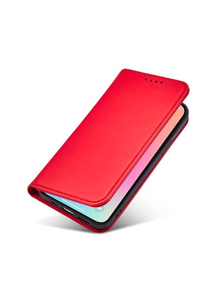 Magnetinės kortelės dėklas iPhone 14 Plus dėklas, dangtelis su atvartu, piniginės stovas, raudonas