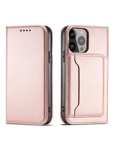 Magnetinės kortelės dėklas iPhone 14 Plus dėklo dangtelis su atvartu, rožinės spalvos piniginės stovu Magnetinės kortelės dėklas iPhone 14 Plus dėklo dangtelis su atvartu, rožinės spalvos piniginės stovu