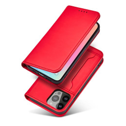Magnetinės kortelės dėklas, skirtas iPhone 14 Pro Max, dangtelis su atvartu, piniginės stovas, raudonas