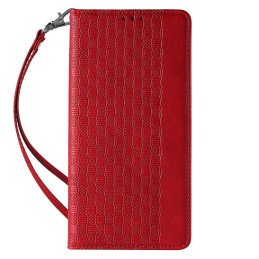 Magnetinio dirželio dėklas iPhone 14 dėklo dangtelis su atvartu piniginės mini dirželio stovas raudonas