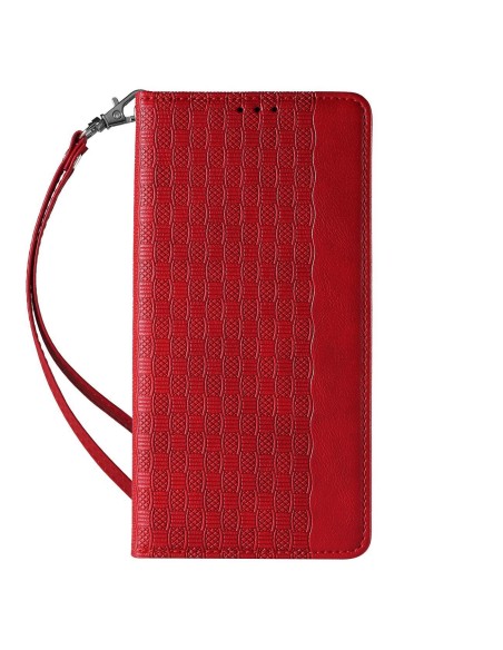 Magnetinio dirželio dėklas iPhone 14 dėklo dangtelis su atvartu piniginės mini dirželio stovas raudonas