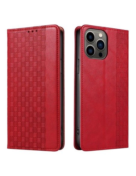 Magnetinio dirželio dėklas iPhone 14 dėklo dangtelis su atvartu piniginės mini dirželio stovas raudonas