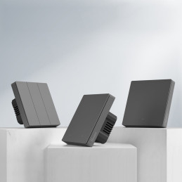 Išmanusis 2 kanalų WiFi sieninis jungiklis juodas M5-2C-80