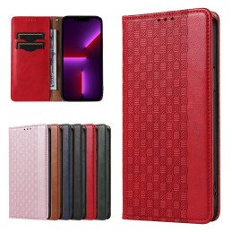 Magnetinio dirželio dėklas „iPhone 14 Plus“ dėklas su atvartu piniginės mini dirželio stovas raudonas