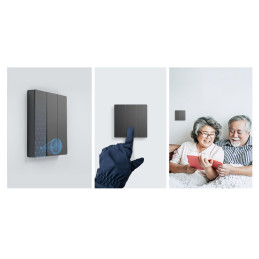 Išmanusis 2 kanalų WiFi sieninis jungiklis juodas M5-2C-80
