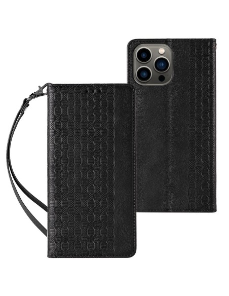 Magnetinio dirželio dėklas iPhone 14 Pro dėklas, atverčiamas dangtelis, piniginė, mini diržas, stovas, juodas Magnetinio dirželio dėklas iPhone 14 Pro dėklas, atverčiamas dangtelis, piniginė, mini diržas, stovas, juodas