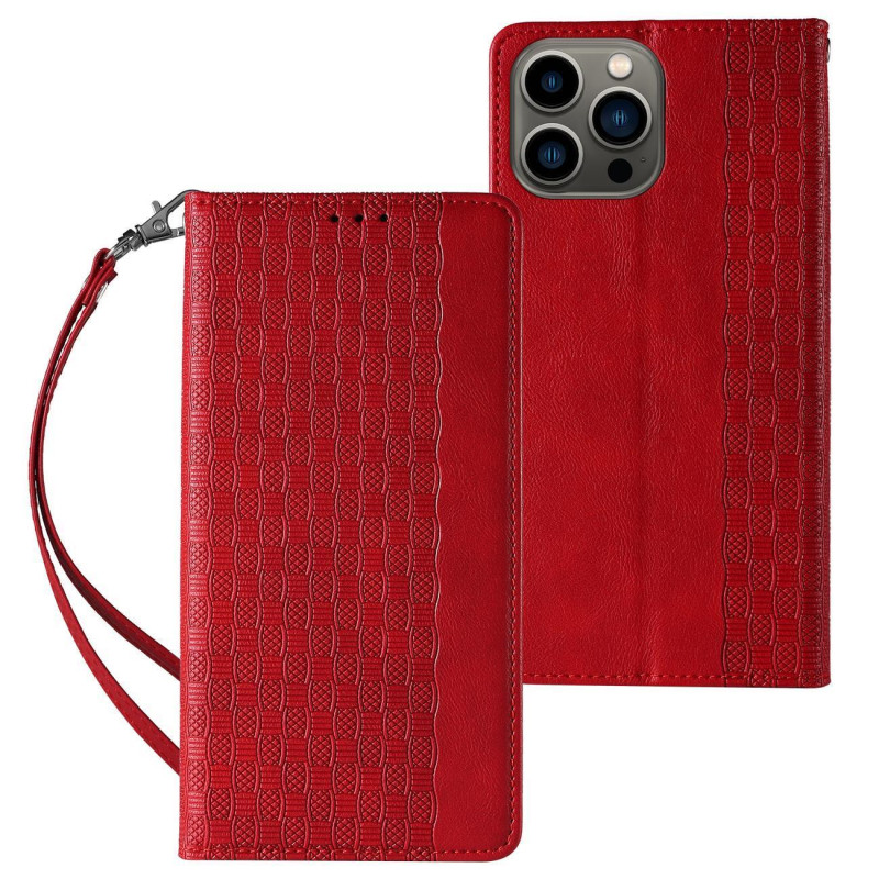 Magnetinio dirželio dėklas iPhone 14 Pro dėklas, atverčiamas dangtelis, piniginė, mini diržas, stovas, raudona Magnetinio dirželio dėklas iPhone 14 Pro dėklas, atverčiamas dangtelis, piniginė, mini diržas, stovas, raudona