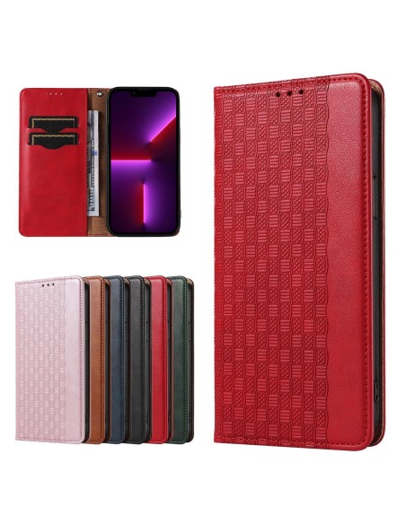 Magnetinio dirželio dėklas iPhone 14 Pro dėklas, atverčiamas dangtelis, piniginė, mini diržas, stovas, raudona