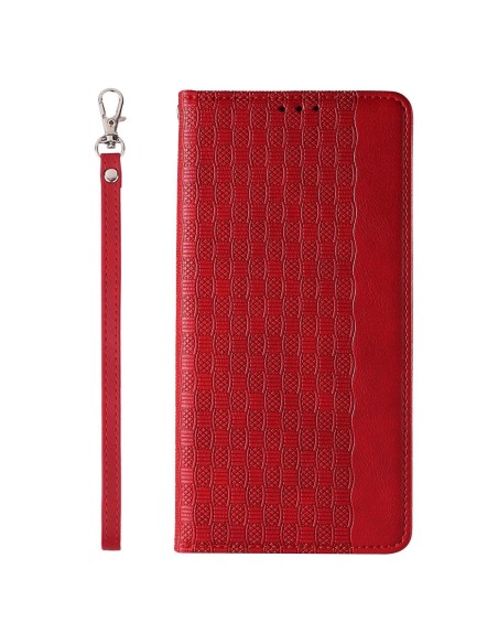 Magnetinio dirželio dėklas iPhone 14 Pro dėklas, atverčiamas dangtelis, piniginė, mini diržas, stovas, raudona