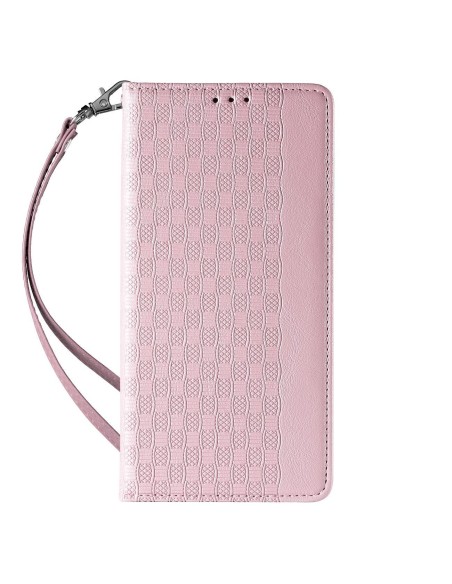 Magnetinio dirželio dėklas iPhone 14 Pro dėklas, atverčiamas dangtelis, piniginė, mini diržas, stovas, rožinė