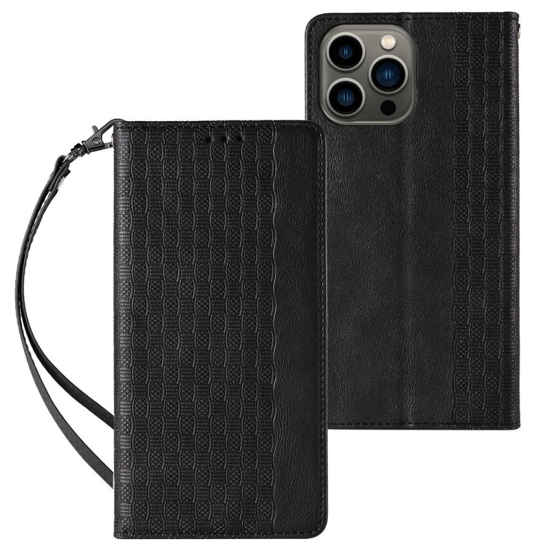 Magnetinio dirželio dėklas, skirtas iPhone 14 Pro Max, atverčiamas dangtelis, piniginė, mini diržas, stovas, juodas Magnetinio dirželio dėklas, skirtas iPhone 14 Pro Max, atverčiamas dangtelis, piniginė, mini diržas, stovas, juodas