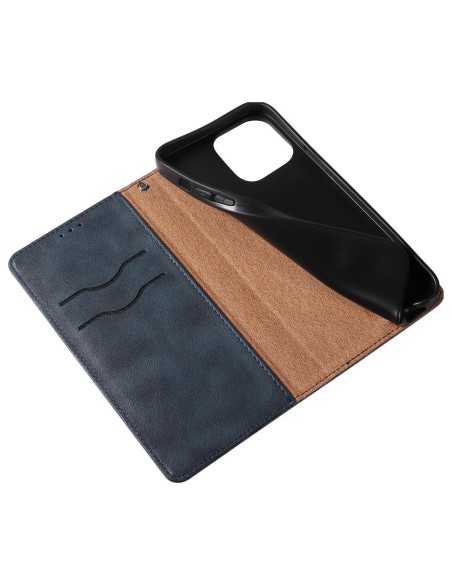 Magnetinio dirželio dėklas, skirtas iPhone 14 Pro Max, atverčiamas dangtelis, piniginė, mini diržas, stovas, mėlynas