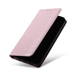 Magnetinio dirželio dėklas, skirtas iPhone 14 Pro Max, atverčiamas dangtelis, piniginė, mini dirželis, stovas, rožinė