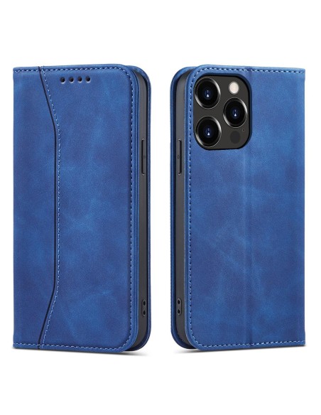 Magnetinis Fancy Case iPhone 14 dėklo dangtelis su atvartu, mėlynas piniginės stovas
