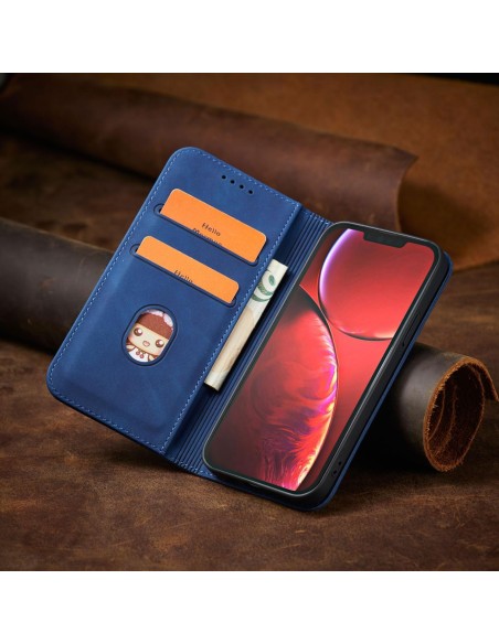 Magnetinis Fancy Case iPhone 14 dėklo dangtelis su atvartu, mėlynas piniginės stovas