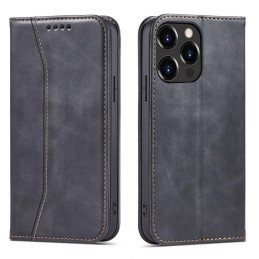 Magnetinis Fancy Dėklas iPhone 14 Plus, dangtelis su atvartu, piniginės stovas, juodas