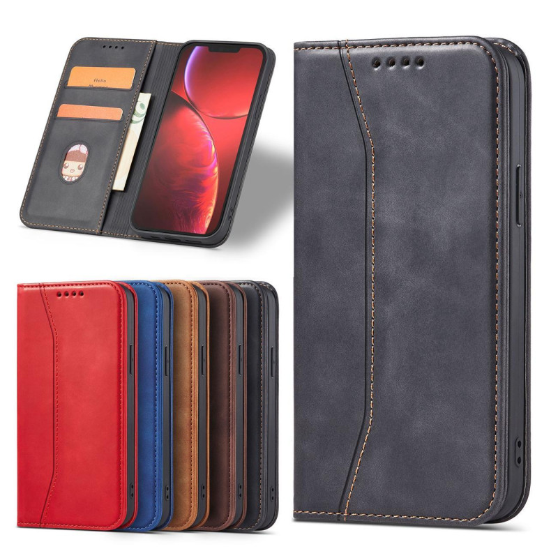 Magnetinis Fancy Dėklas iPhone 14 Plus, dangtelis su atvartu, piniginės stovas, juodas
