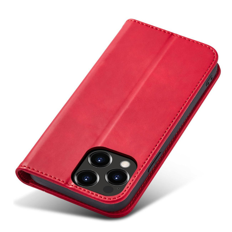 Magnetinis Fancy Case iPhone 14 Plus dangtelis su atvartu, piniginės stovas raudonas