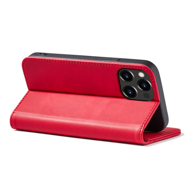 Magnetinis Fancy Case iPhone 14 Plus dangtelis su atvartu, piniginės stovas raudonas