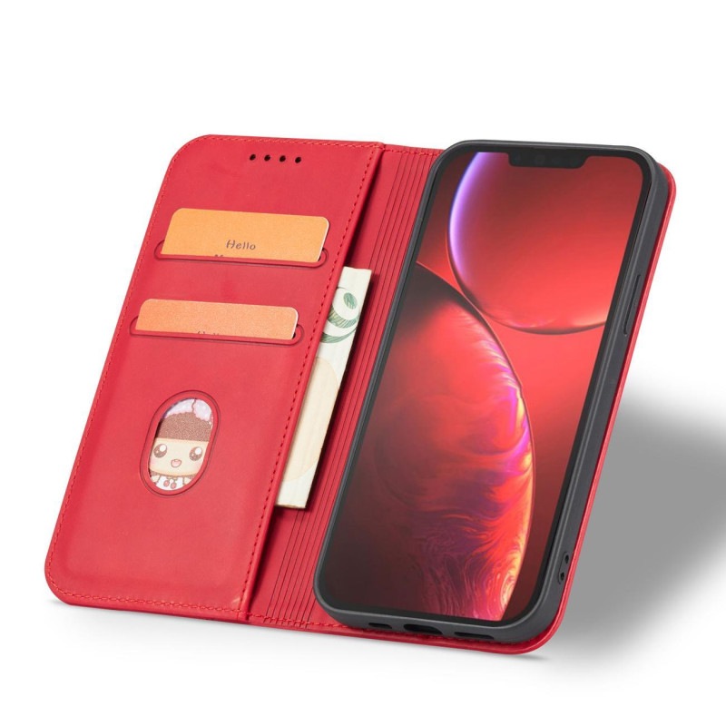 Magnetinis Fancy Case iPhone 14 Plus dangtelis su atvartu, piniginės stovas raudonas