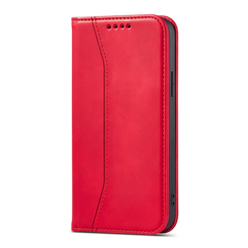 Magnetinis Fancy Case iPhone 14 Plus dangtelis su atvartu, piniginės stovas raudonas