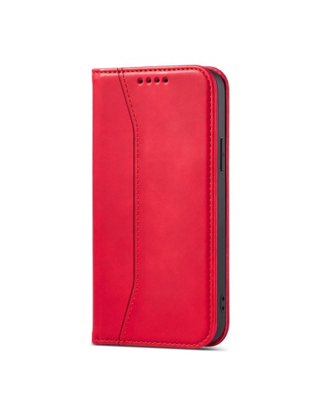 Magnetinis Fancy Case iPhone 14 Plus dangtelis su atvartu, piniginės stovas raudonas Magnetinis Fancy Case iPhone 14 Plus dangtelis su atvartu, piniginės stovas raudonas