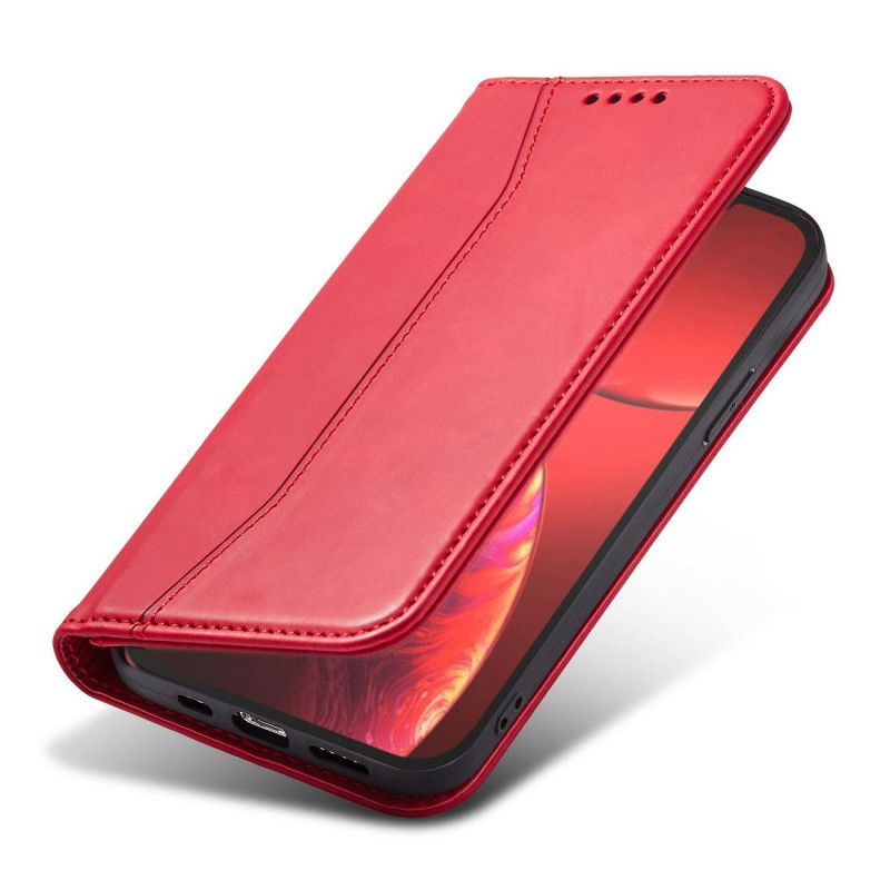 Magnetinis Fancy Case iPhone 14 Plus dangtelis su atvartu, piniginės stovas raudonas
