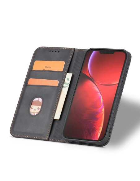 Magnetinis Fancy Dėklas skirtas iPhone 14 Pro Max, dangtelis su atvartu, piniginės stovas, juodas