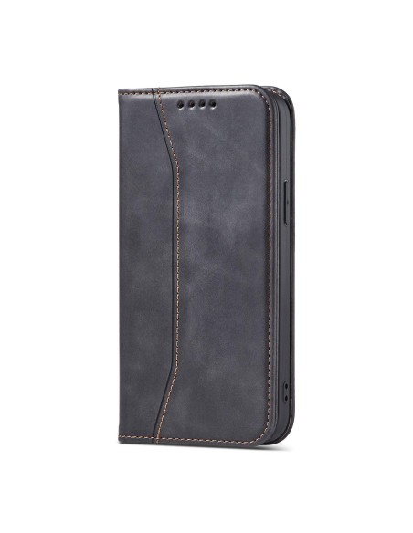 Magnetinis Fancy Dėklas skirtas iPhone 14 Pro Max, dangtelis su atvartu, piniginės stovas, juodas