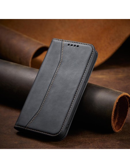 Magnetinis Fancy Dėklas skirtas iPhone 14 Pro Max, dangtelis su atvartu, piniginės stovas, juodas