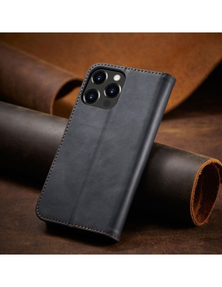 Magnetinis Fancy Dėklas skirtas iPhone 14 Pro Max, dangtelis su atvartu, piniginės stovas, juodas