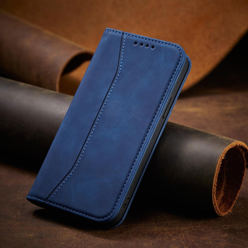 Magnetinis Fancy Dėklas, skirtas iPhone 14 Pro Max, dangtelis su atvartu, piniginės stovas, mėlynas