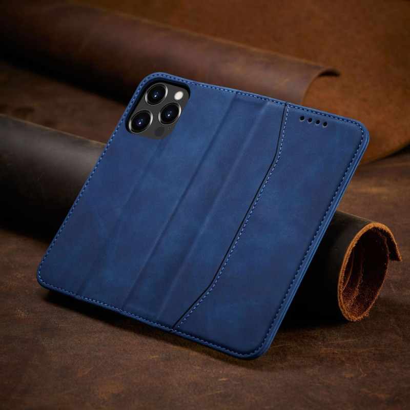 Magnetinis Fancy Dėklas, skirtas iPhone 14 Pro Max, dangtelis su atvartu, piniginės stovas, mėlynas