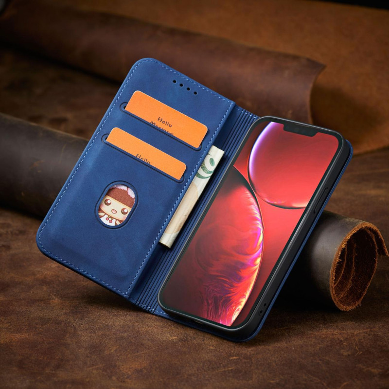 Magnetinis Fancy Dėklas, skirtas iPhone 14 Pro Max, dangtelis su atvartu, piniginės stovas, mėlynas