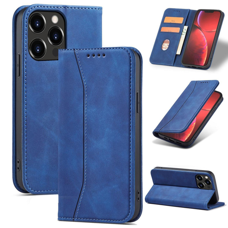 Magnetinis Fancy Dėklas, skirtas iPhone 14 Pro Max, dangtelis su atvartu, piniginės stovas, mėlynas