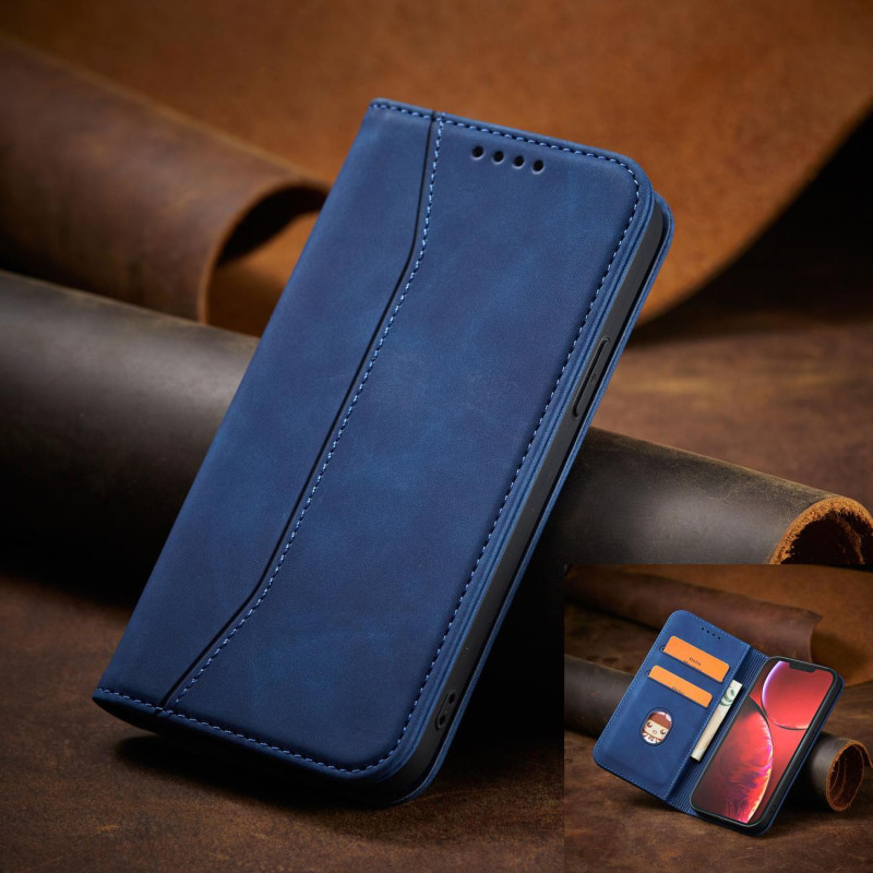 Magnetinis Fancy Dėklas, skirtas iPhone 14 Pro Max, dangtelis su atvartu, piniginės stovas, mėlynas