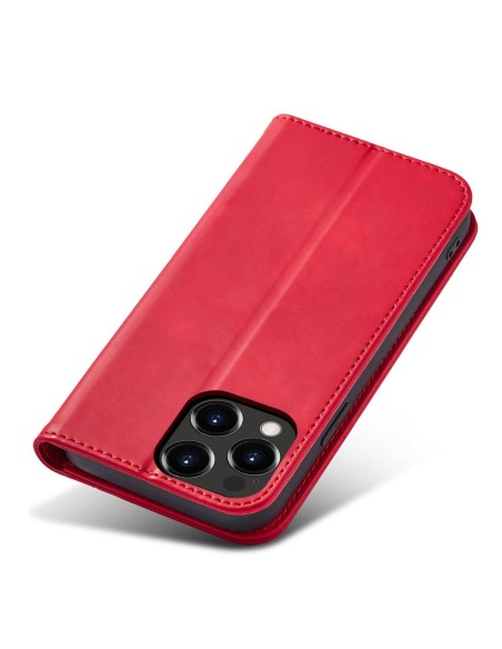 Magnetinis Fancy Dėklas, skirtas iPhone 14 Pro Max, dangtelis su atvartu, piniginės stovas, raudonas