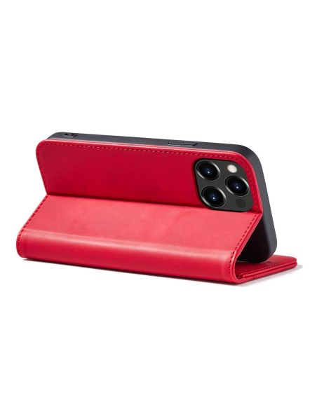 Magnetinis Fancy Dėklas, skirtas iPhone 14 Pro Max, dangtelis su atvartu, piniginės stovas, raudonas