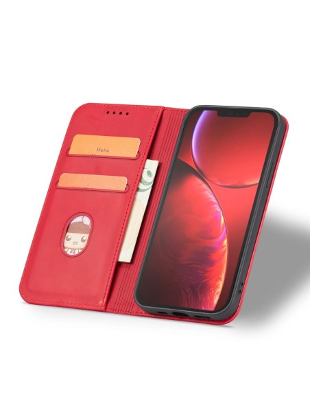 Magnetinis Fancy Dėklas, skirtas iPhone 14 Pro Max, dangtelis su atvartu, piniginės stovas, raudonas