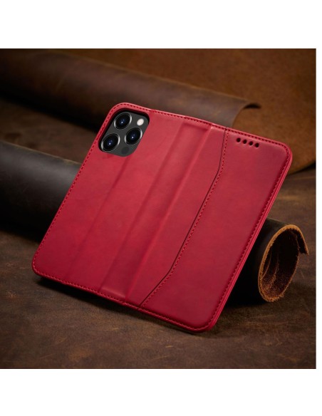 Magnetinis Fancy Dėklas, skirtas iPhone 14 Pro Max, dangtelis su atvartu, piniginės stovas, raudonas