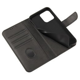 Magnet Case elegantiškas dėklas su atvartu ir stovo funkcija, skirtas iPhone 14, juodas
