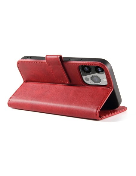 Magnet Case elegantiškas dėklas su atvartu ir stovo funkcija iPhone 14 Plus raudonam Magnet Case elegantiškas dėklas su atvartu ir stovo funkcija iPhone 14 Plus raudonam
