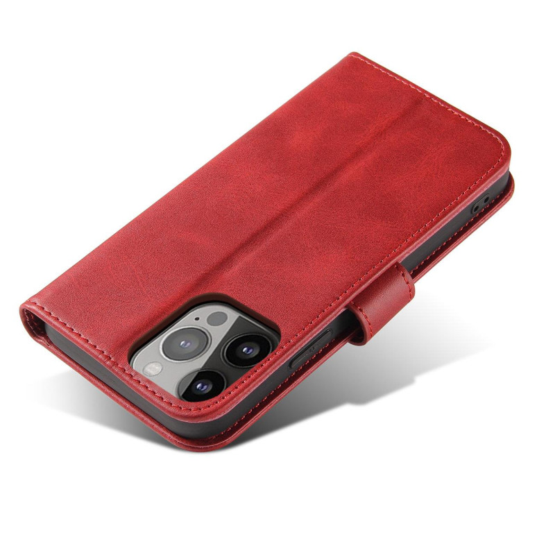 Magnet Case elegantiškas dėklas su atvartu ir stovo funkcija iPhone 14 Plus raudonam