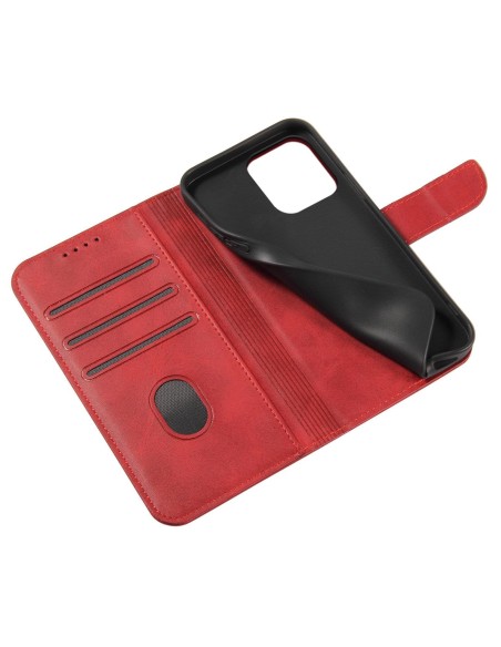 Magnet Case elegantiškas dėklas su atvartu ir stovo funkcija iPhone 14 Plus raudonam Magnet Case elegantiškas dėklas su atvartu ir stovo funkcija iPhone 14 Plus raudonam