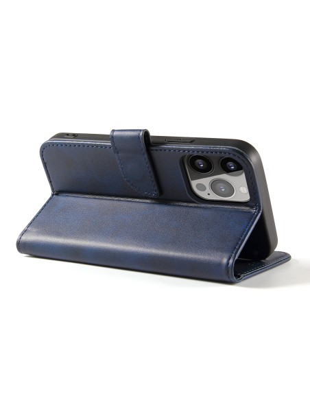 Magnetinis dėklas, elegantiškas dėklas su atvartu ir stovo funkcija iPhone 14 Pro, mėlynas Magnetinis dėklas, elegantiškas dėklas su atvartu ir stovo funkcija iPhone 14 Pro, mėlynas