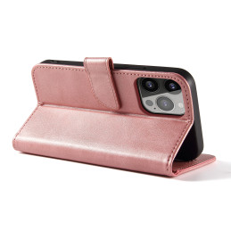 Magnetinis dėklas, elegantiškas dėklas su atvartu ir stovo funkcija iPhone 14 Pro, rožinis