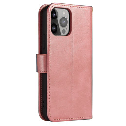 Magnetinis dėklas, elegantiškas dėklas su atvartu ir stovo funkcija iPhone 14 Pro, rožinis