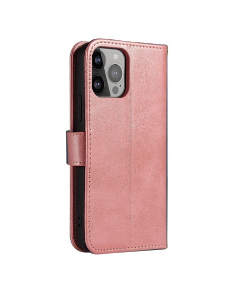 Magnetinis dėklas iPhone 14 Pro Max, dangtelis su atvartu, piniginės stovas, rožinis