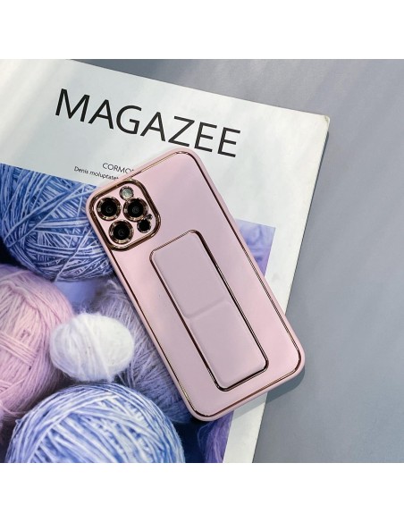 Naujas Kickstand Case dėklas, skirtas Samsung Galaxy A12 5G su rausvu stovu